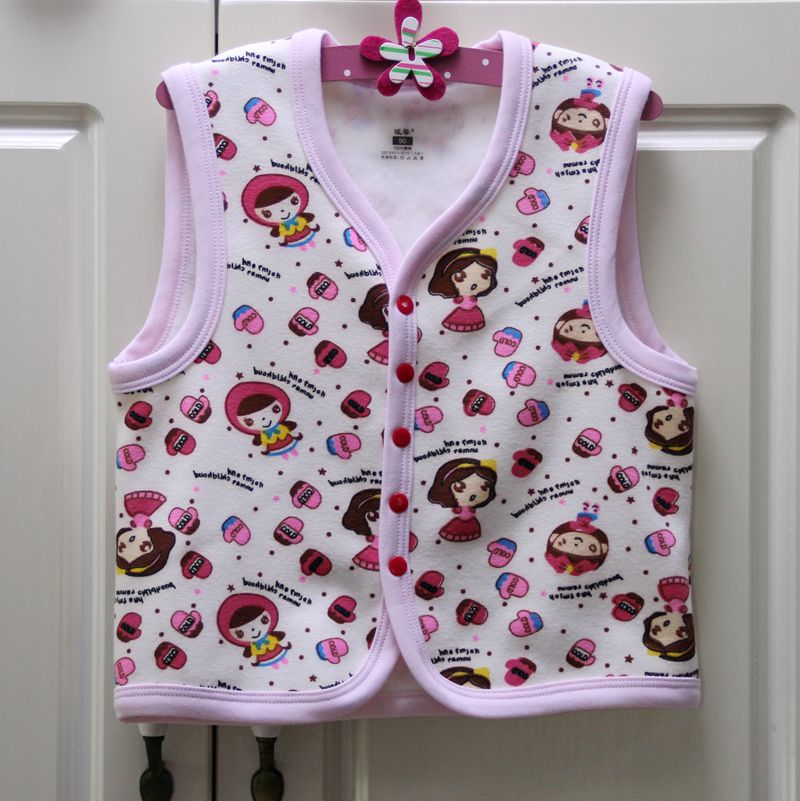 New autumn and winter children's cotton fleece vest, baby warm waistcoat, girl princess buttoned vest