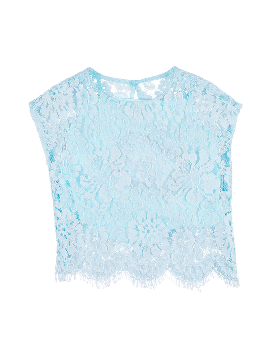 Dolce&Gabbana 水蓝色蕾丝两件式上衣
