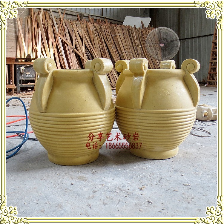 Sandstone Reliefs Sandstone Round Sculpture Garden Sculpture Landscaped Hotel Community Courtyard Swing Pieces Pottery Jar Art Flower Pots