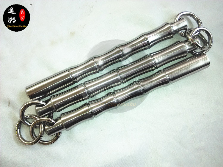 Martial arts instruments pure stainless steel three-section sleeves whip three-section whip Cool stick woman anti-camera riot not open edge