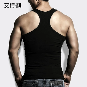 Ai shi · 祺 vest nam mùa hè của người đàn ông rắn màu bông vest đáy thể dục thể thao phù hợp thể dục không tay áo gi lê