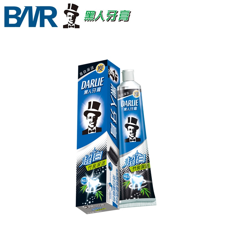 正品黑人牙膏超白竹炭深洁 美白去牙渍清新口气去口臭190G