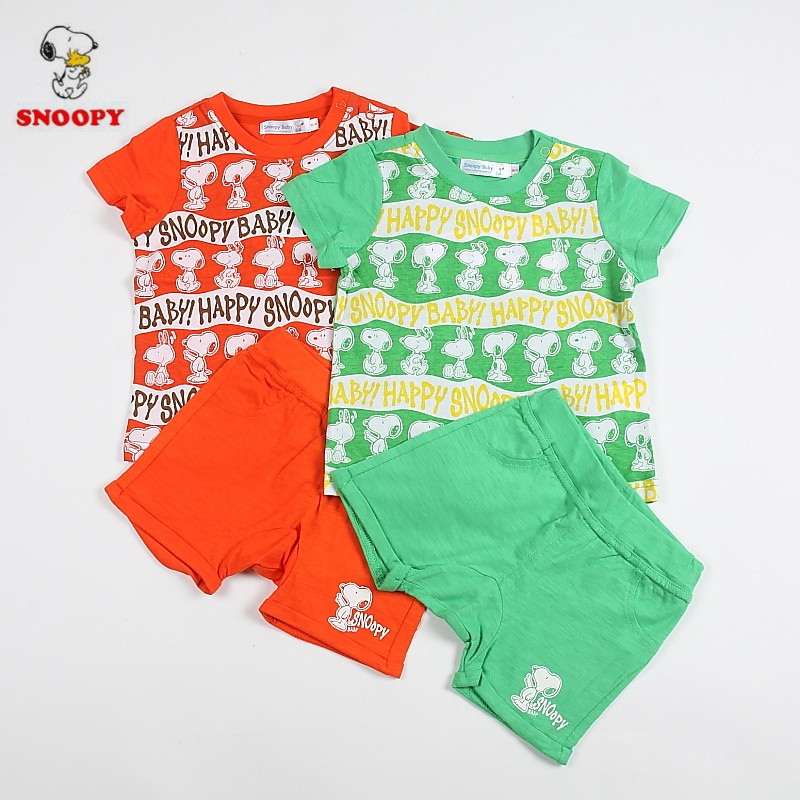 史努比SNOOPYBABY男童装正品夏新款纯棉短袖短裤套装2BS41009