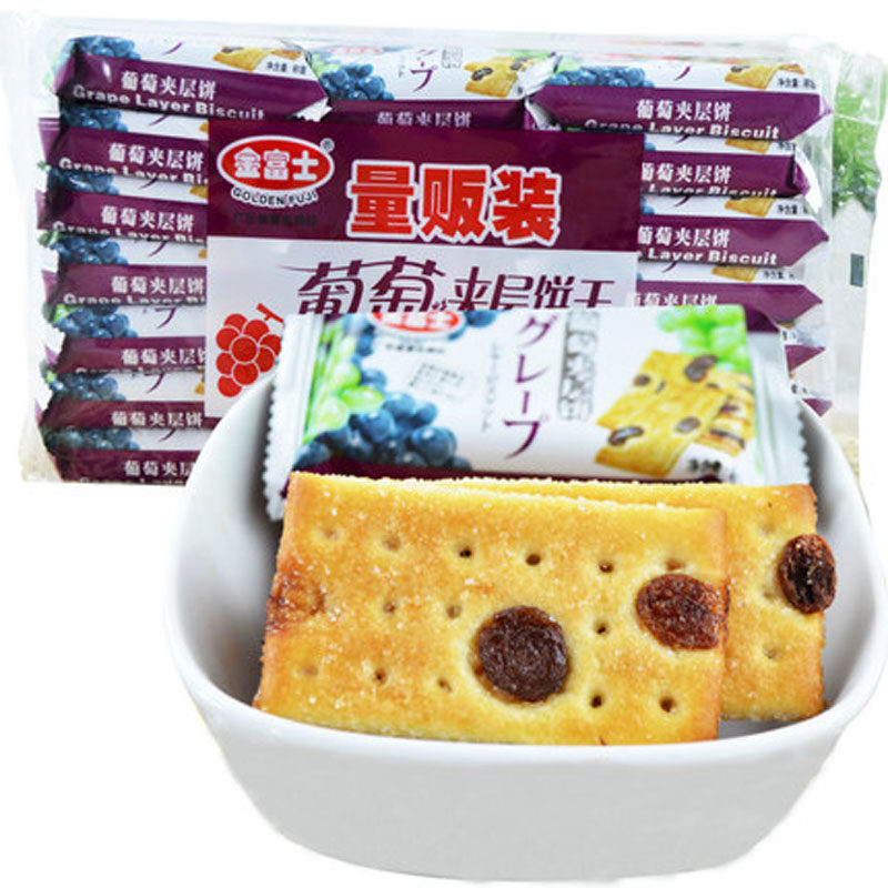 【天猫超市】金富士 量贩装葡萄夹层饼干320g 办公室休闲零食F