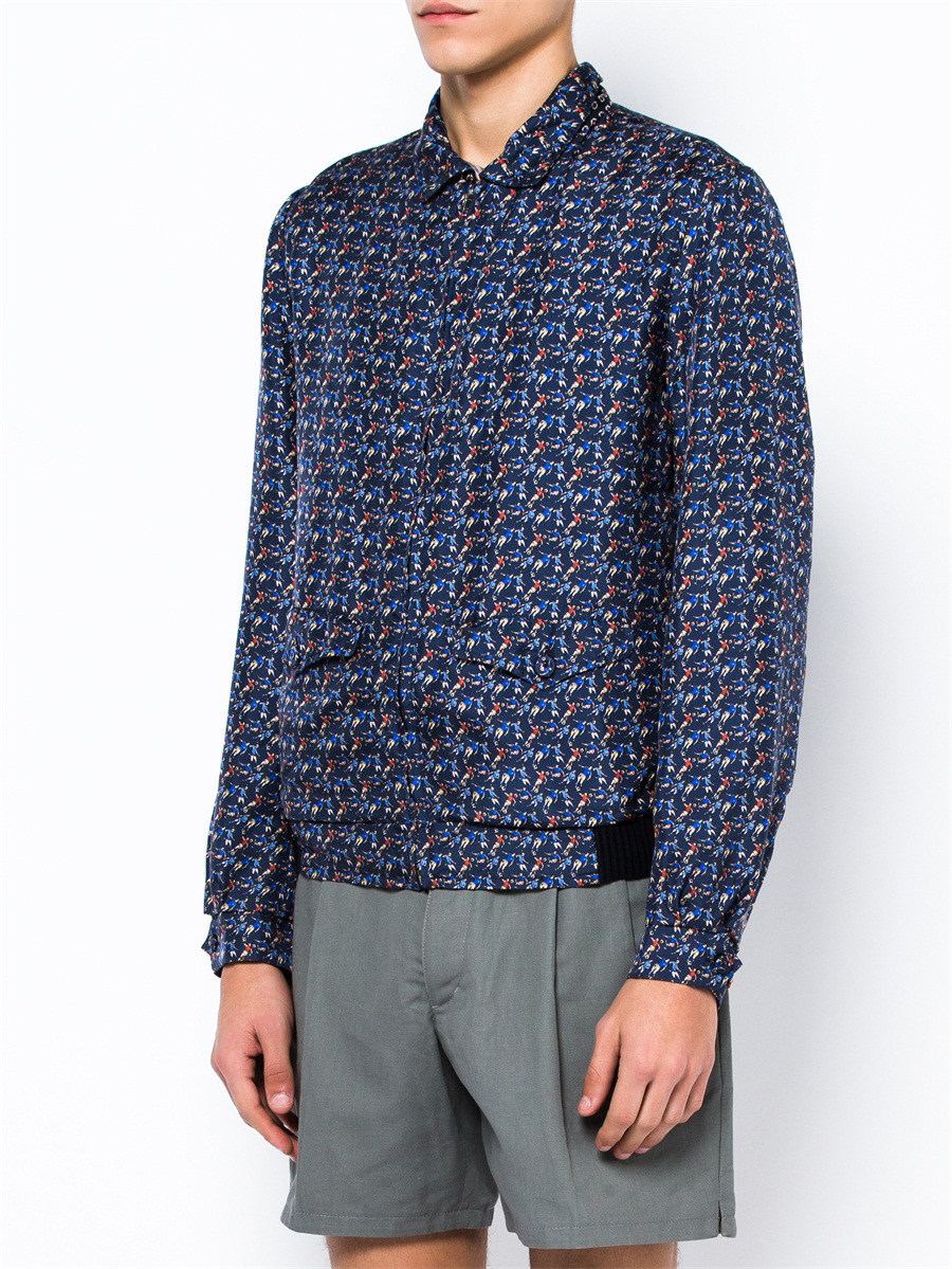 Dolce&Gabbana 黑色拼蓝色正反面两穿印花长袖外套