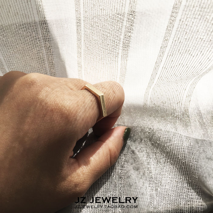 JZ Rings European and American cos tide ring Korean ins style personality light plate geometric hexagonal joint ring female