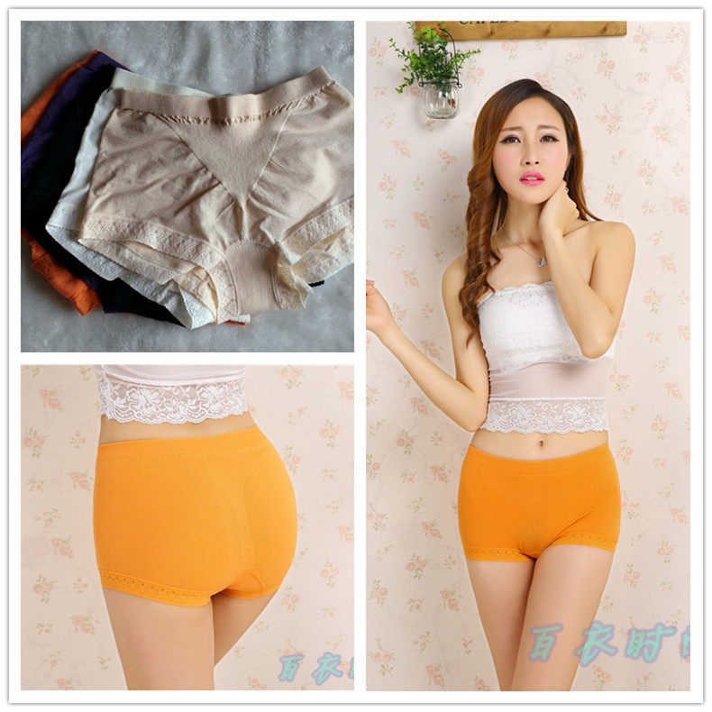 Spring/Summer Lace Trim Mid Waist Stretch Cotton Ladies Briefs Shorts
