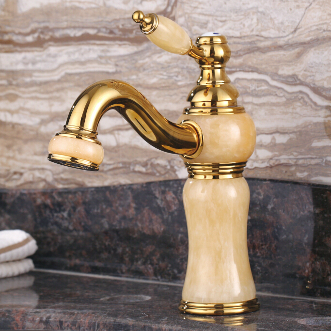 European-Style Faucet, Hot and Cold, All-Copper Washbasin, Rotatable, Filterable, Splash-Proof, Gold Bathroom Robotic Arm
