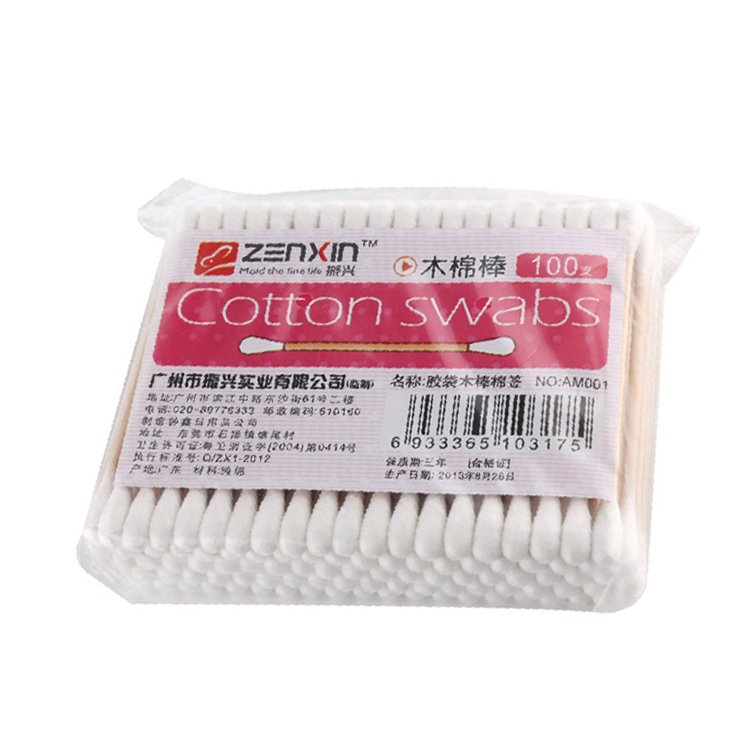 Pure wood double cotton cosmetic masterpiece beauty clean and remove cotton rod disinfectant rod round head and 100 ears