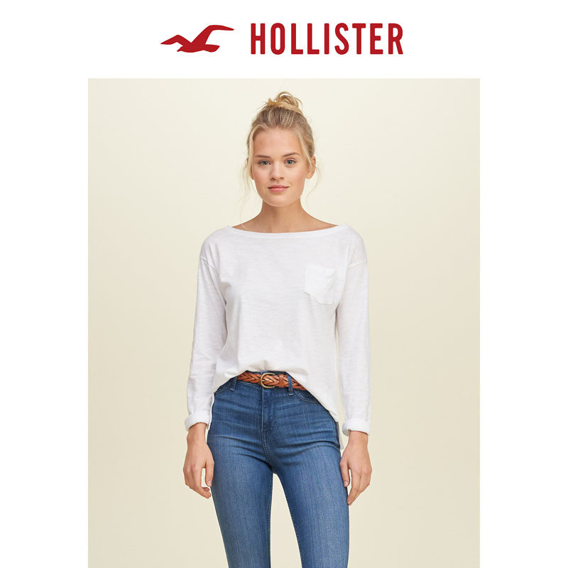 Hollister 2016春装新款船型领休闲 T 恤 女 115885