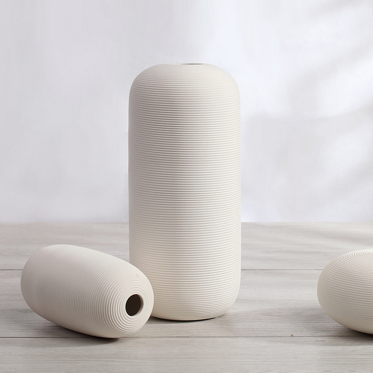 European furnishing articles of jingdezhen ceramic vase contracted and I creative sitting room of the white flower arrangement, three - piece decorations