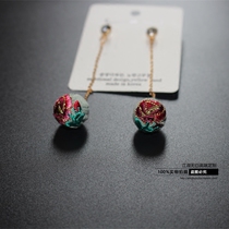 Jianghu without white ethnic style Korean rhinestone embroidery five-pointed star hypoallergenic earrings Joker earrings Joker earrings