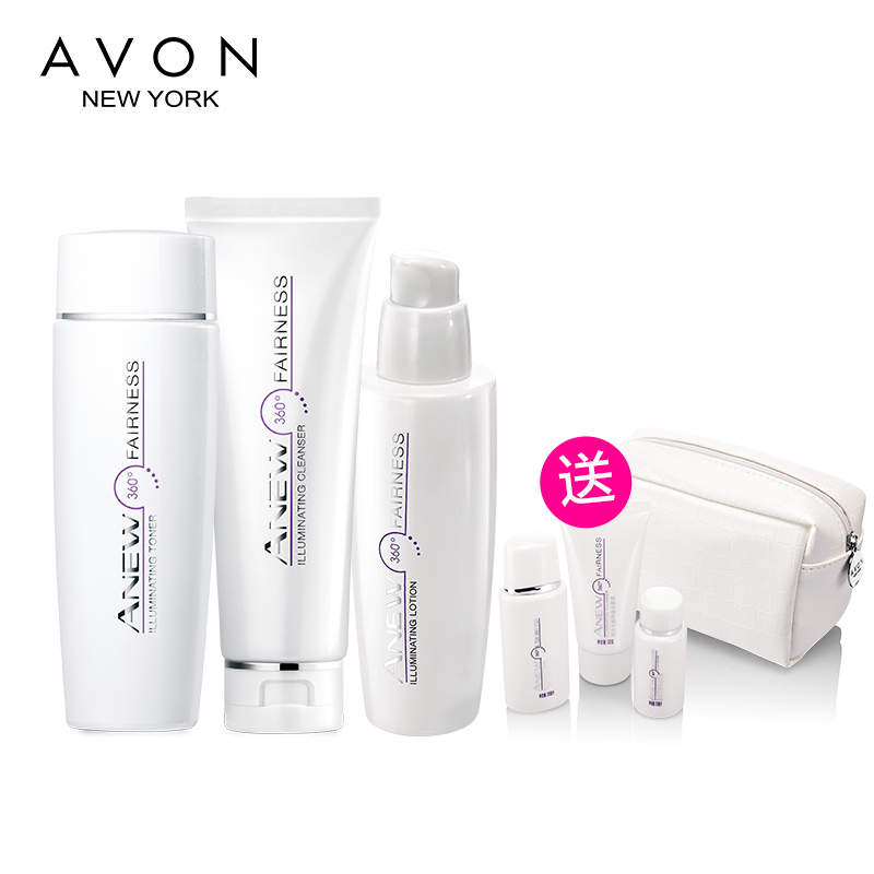 Avon/雅芳 新活光感净澈洁面水乳套装赠焕白旅行装 淡斑