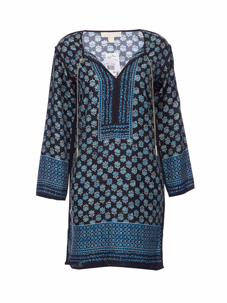 MICHAEL Michael Kors 蓝色几何印花链条装饰连衣裙