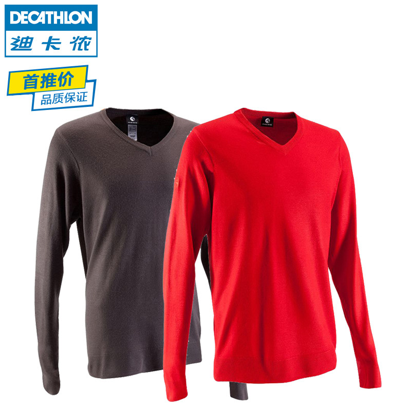 迪卡侬 男女款 针织衫 V领套头衫 轻薄保暖舒适透气线衫INESIS