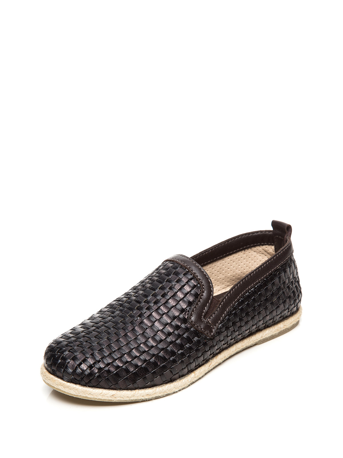 Dolce&Gabbana 黑色皮革编织大童平底鞋