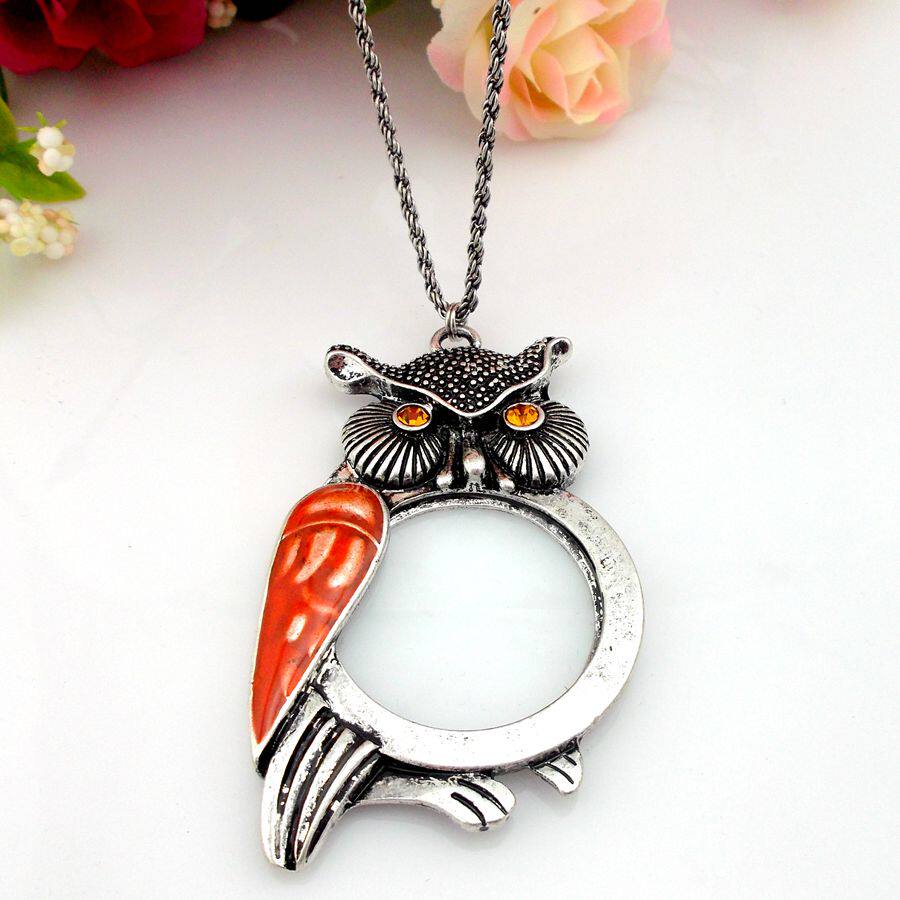 Magnifier portable item chain woolen sweater chain retro 100 lap decoration hanging chain seniors Read the long section European and American fashion-Taobao