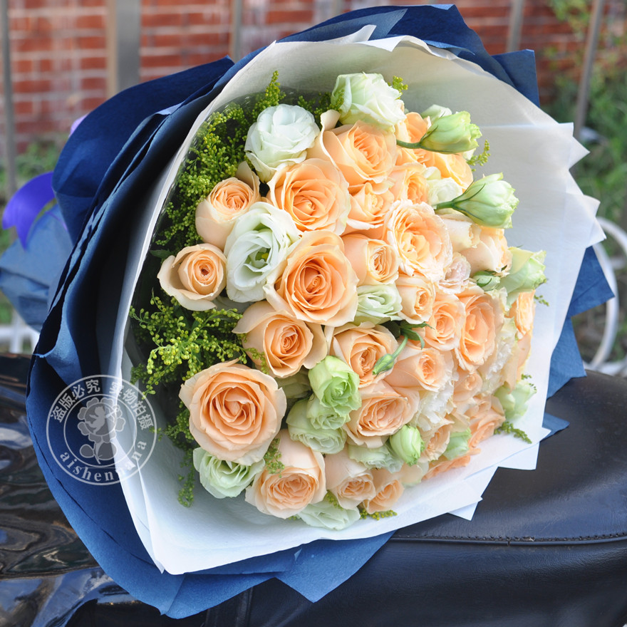 National Tongcheng Flowers Birthday 33 Dot Champagne Rose Ocean Platycoon Beijing Fresh Flower Shop Shanghai Tianjin Flower Express