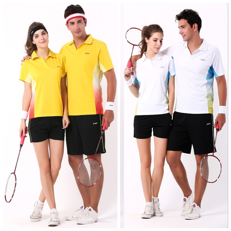 Summer new men's and women's badminton breathable quick-drying sportswear couples with the same paragraph lapel casual t-shirt shorts suit