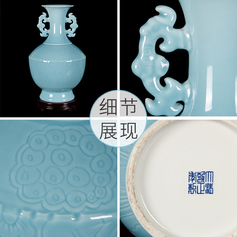 Jingdezhen ceramics imitation yongzheng ears vase archaize sitting room of Chinese style household adornment porch partition furnishing articles