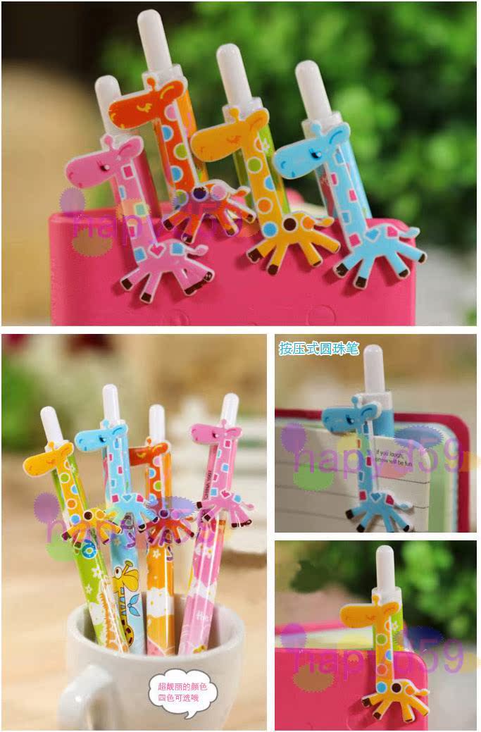 Novelty creative giraffe shape ballpoint pen cute cartoon student stationery office supplies advertising gift pen