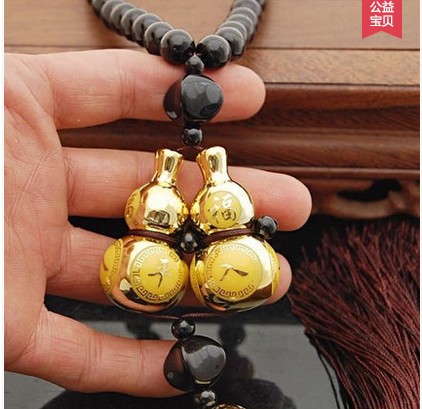 Lucky transshipment and safety pendant gold-plated high-end double gourd car pendant car pendant car accessories