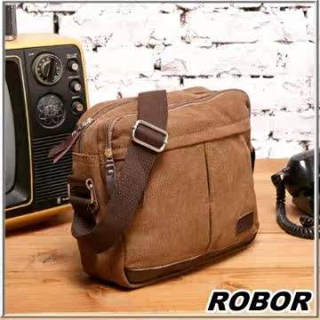 【ROBOR】 潮流不败侧背帆布包+牛皮拉炼头 1117台湾官网直邮进口