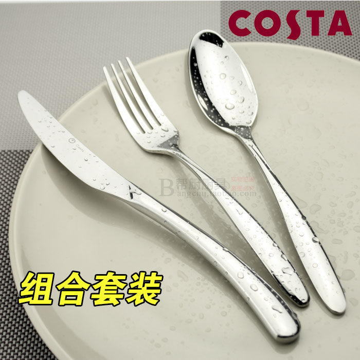 costa thickened fork spoon knife Western meal tableware full stainless steel West tableware knife and fork spoon spoon kit