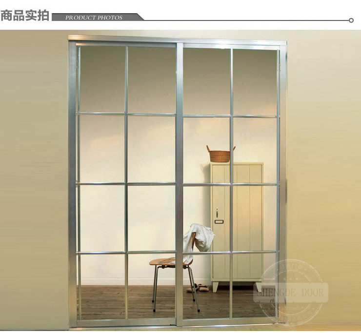 Promotional tempered glass kitchen balcony sliding door living room powder room partition door titanium magnesium aluminum alloy sliding door