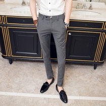 Summer new casual small trousers men slim foot pants Korean fashion pants youth British ankle-length pants trend