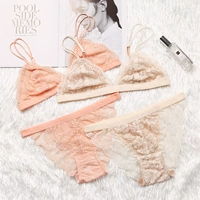 Châu Âu và Mỹ đồ lót gợi cảm mà không có vòng thép siêu mỏng retro ren bra set lady mặc bra braletette quần chip ren