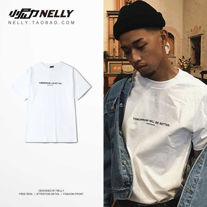 ulzzang2021 summer new lovers European and American street retro letters men and women short-sleeved t-shirt cotton men and women