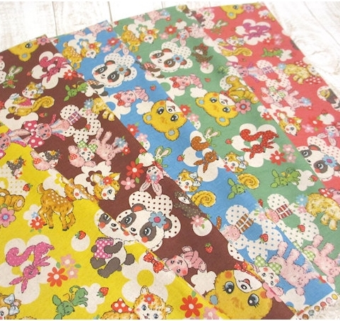 Japan imported cotton linen canvas printed fabric Teddy bear Cat curly dog Rabbit fawn fabric spot KOKKA