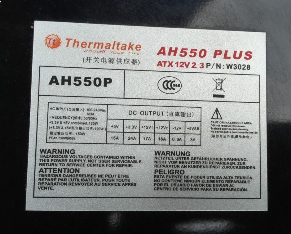 Original assembly machine Tt dark black AH 550P AH550 dual fan power rated 450W Shanghai spot