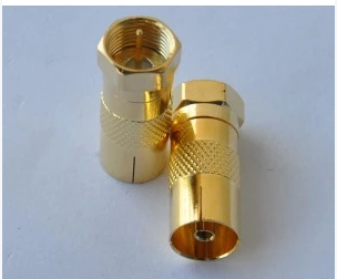 Gold-plated copper-plated thread inch F head male to RF female cable TV Gehua machine-top box conversion adapter