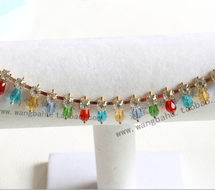 Red Yellow Blue Green Color Crystal Water Drill Chain Pendant Pendants Clothes Collar Bags Shoes Cap Pants Trim Drilling Material