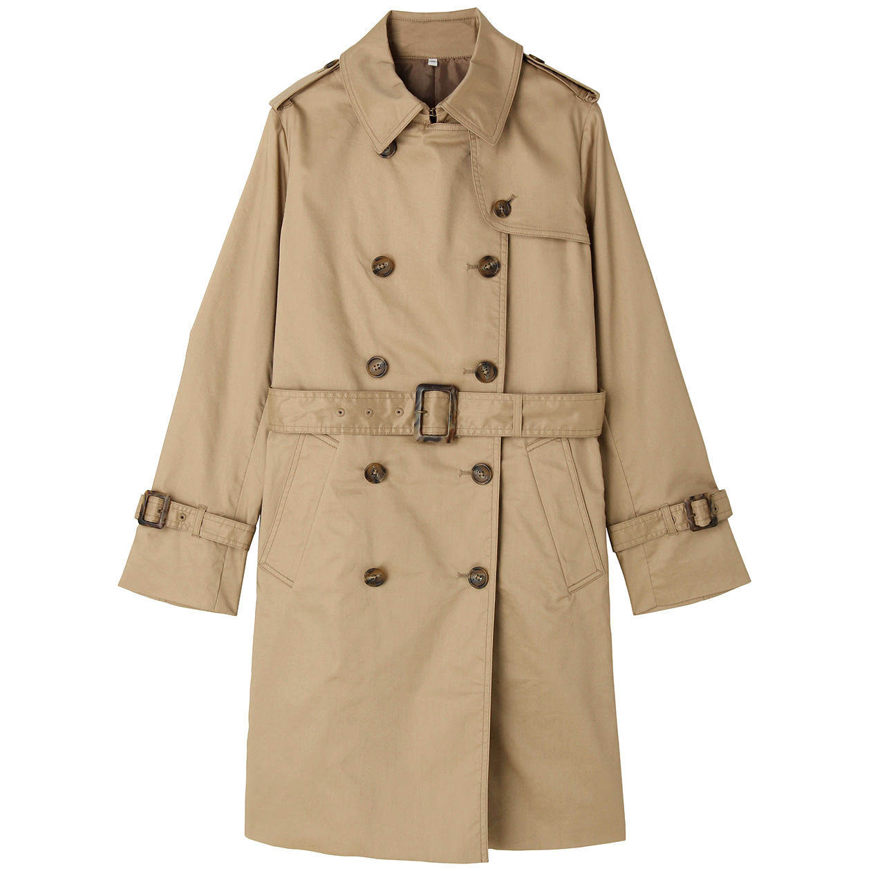 无印良品 MUJI 女式 棉混弹力双排扣大衣