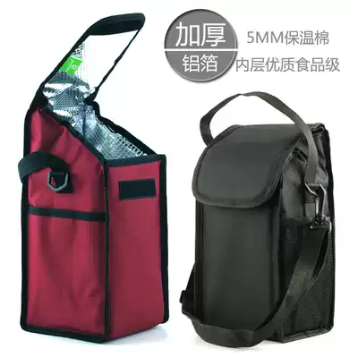 Square portable insulation bucket Bento with bento bag Large thickened with rice bucket bag Oxford cloth aluminum foil insulation bag