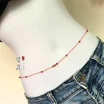 925 silver red agate waist chain pure silver jewelry this year thin 0 8mm sexy waist chain female Kaiyun red waist