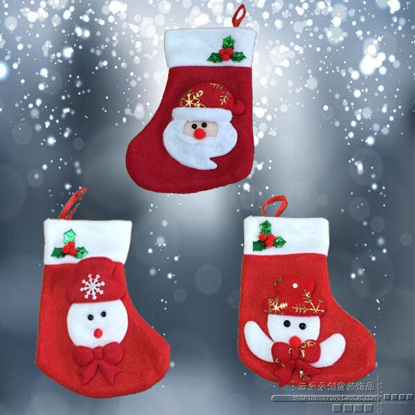 Christmas small Sox Christmas decorations Christmas old man snowman gift bag Candy Bag Gift Bag Solid Christmas Sox