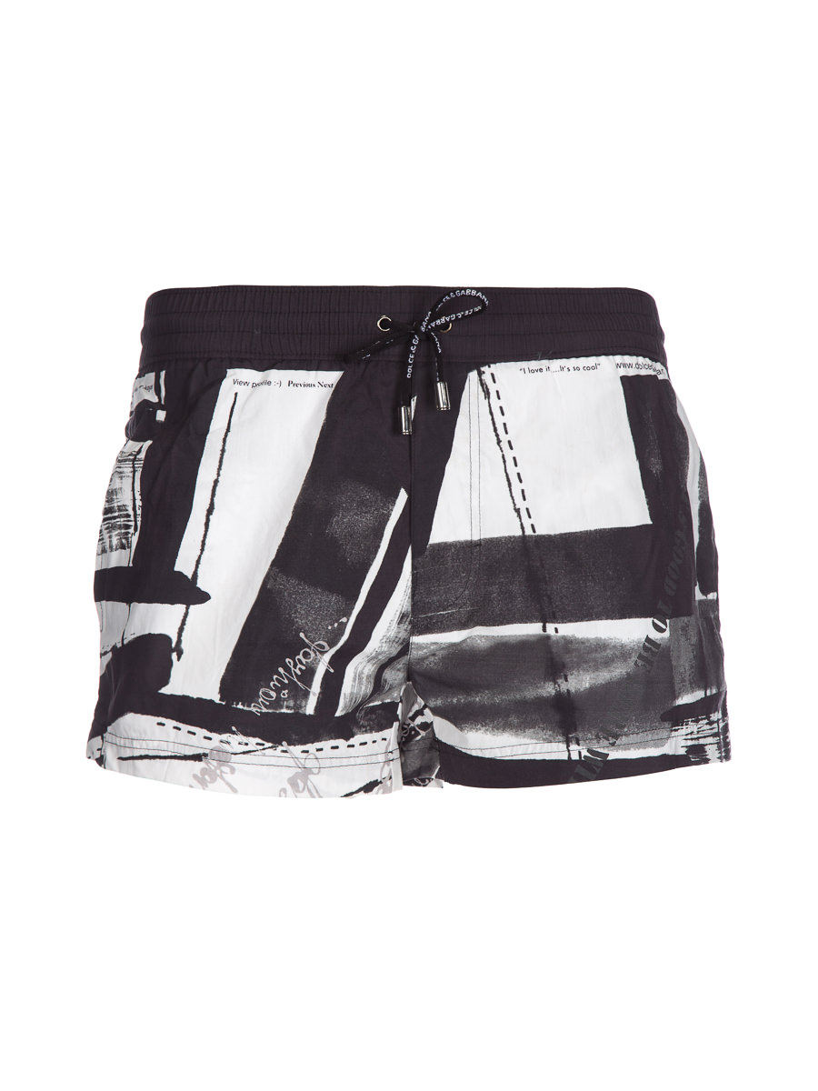 Dolce&Gabbana 灰白色个性印花抽绳短裤