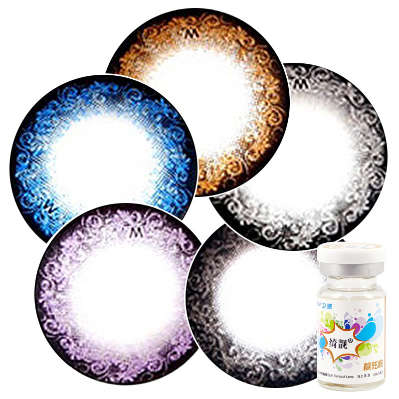买2送3】卫康美瞳彩色隐形近视眼镜绮靓大直径混血蕾丝年抛1片装
