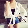 2021 summer chiffon shawl jacket women's summer short waistband wild cardigan beach sunscreen clothes ultra-thin section