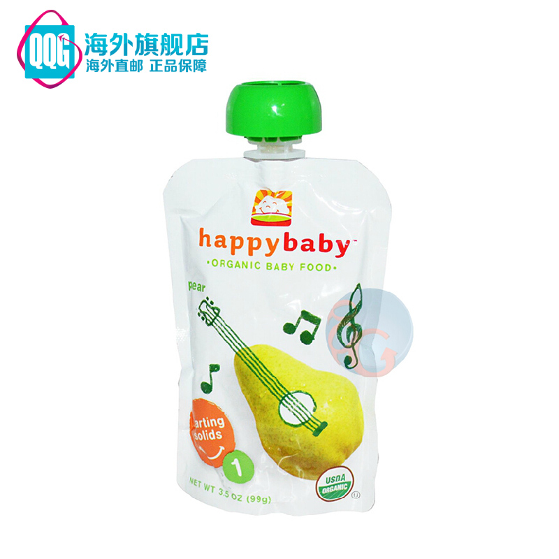 美国直邮 禧贝HappyBaby有机果泥香梨 99g克