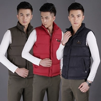 Mùa xuân và mùa thu tải áo vest nam trung niên cộng với phân bón XL bố tải xuống áo vest cotton ấm áp áo vest nam tuổi 50