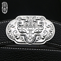 99-foot silver belt buckle head mens hypoallergenic belt square smooth buckle casual crocodile leather belt manufacturer silver jewelry