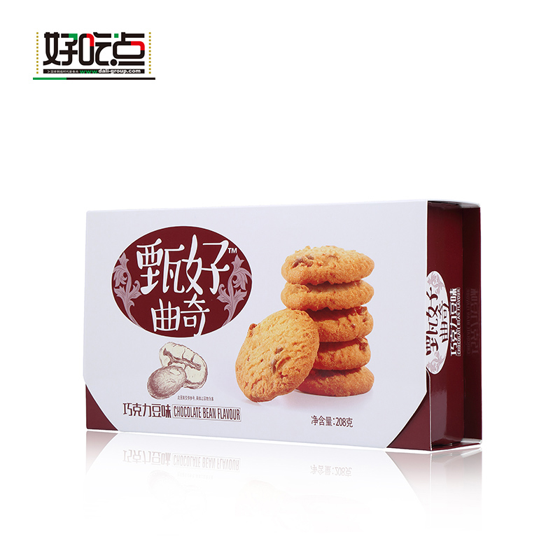 【天猫超市】好吃点甄好曲奇巧克力豆味208g 休闲食品零食饼干