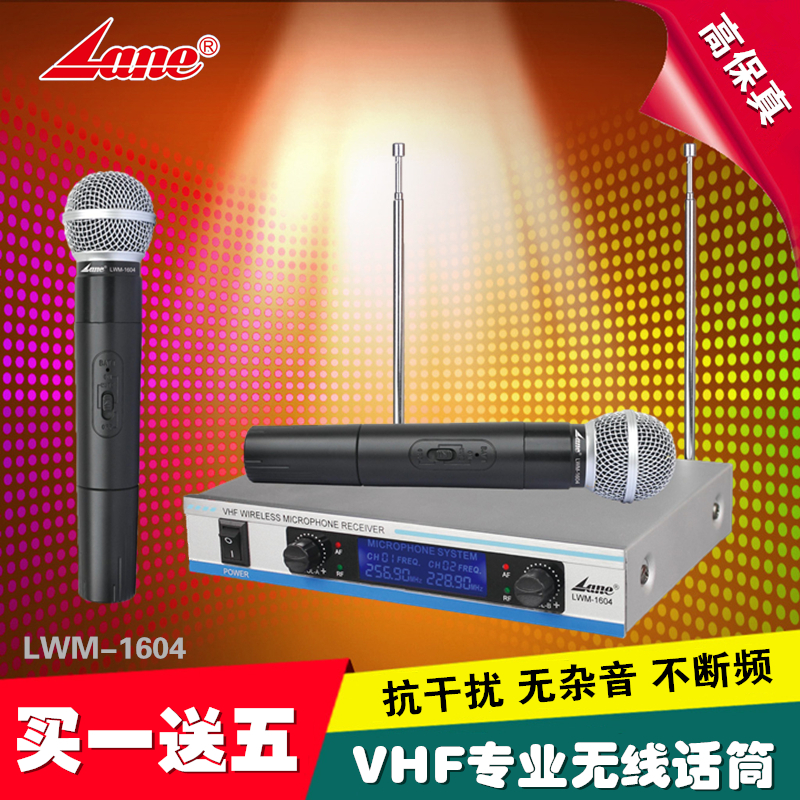 Lane Rhine Professional V Segment Wireless One Drag Two Microphone KTV Conference Performance Handheld on the microphone wearing a collar clip