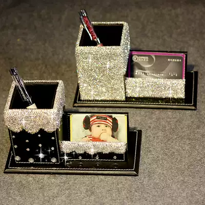Creative fashion office supplies diamond-studded rhinestone crystal drill pen holder multifunctional personalized pen holder creative gift