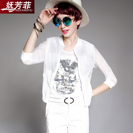 2018秋装新款七分袖短外套棒球服女款时尚修